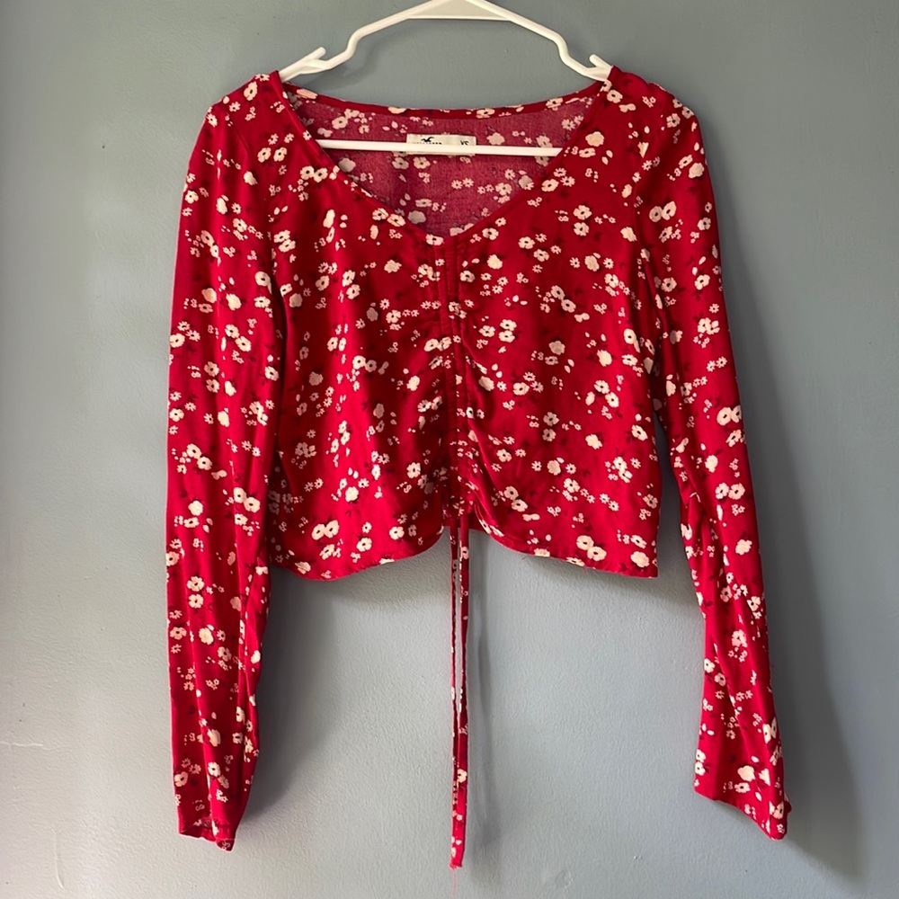 Hollister Floral Wide Neck Blouse